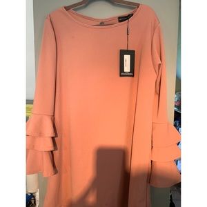 Blush flare sleeve mini dress